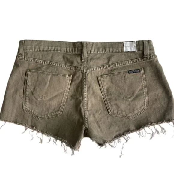 Hudson Jeans Women's Olive Army Green Frayed Denim Shorts Size 27 - Picture 2 of 7